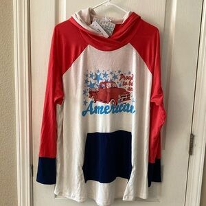 New with Tag LuLaRoe Amber 2XL Proud to Be an American Hoodie